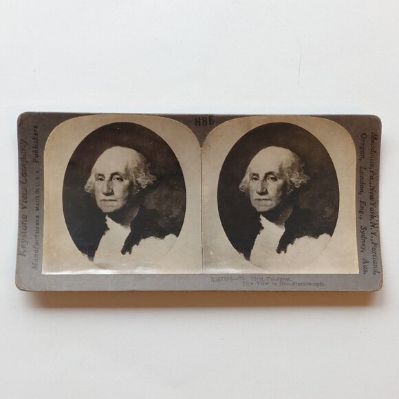 Antique Stereograph Card George Washington The First President Made in USA - Picture 1 of 6